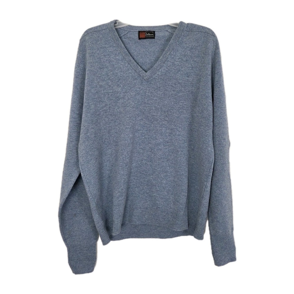 VTG Austin Reed pure Virgin lambswool pullover v neck baby blue sweater‎ size L